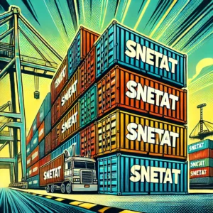 Illustration von gestapelten Schiffscontainern, die DevOps-Technologien symbolisieren